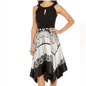 Sangria Black & Silver Sleeveless Handkerchief Dress Size 8